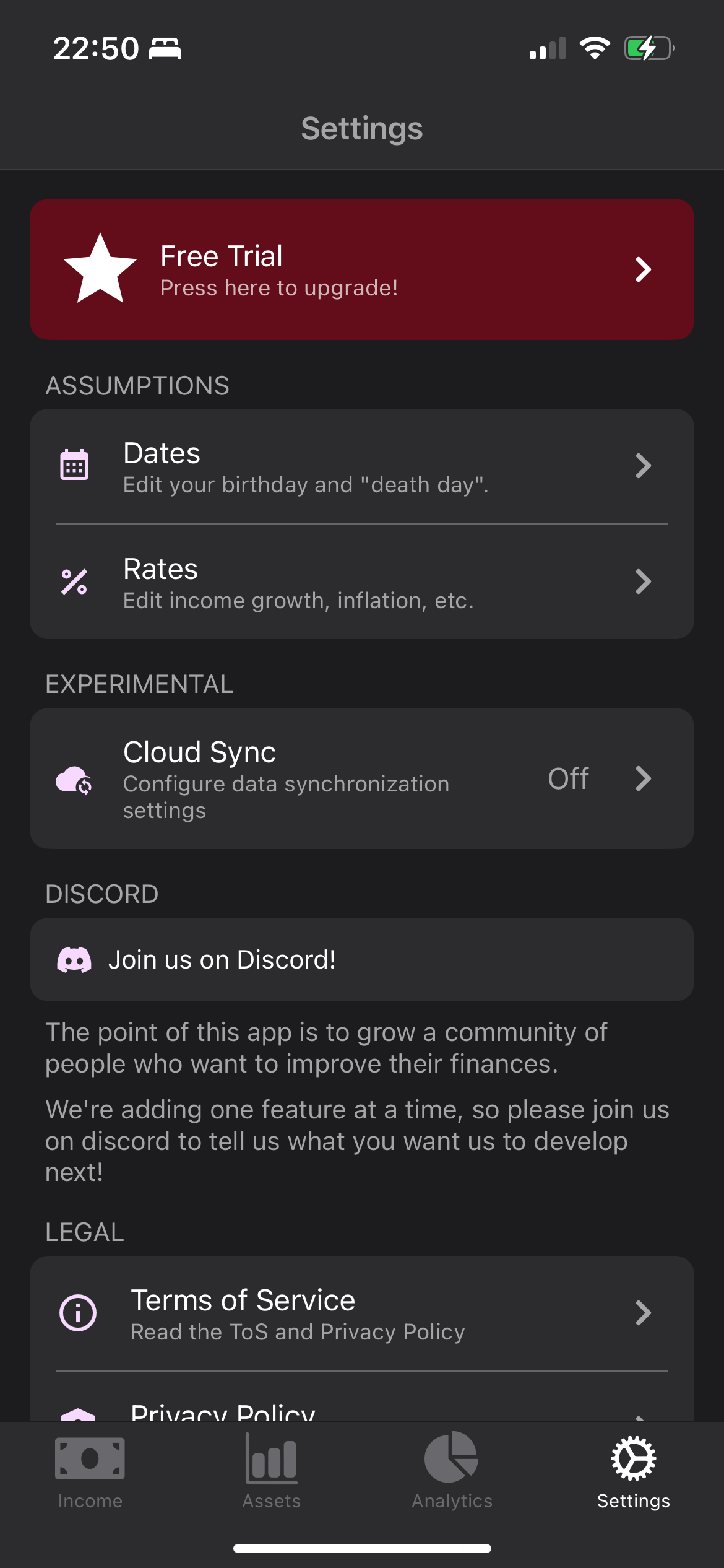 Bonfire settings tab